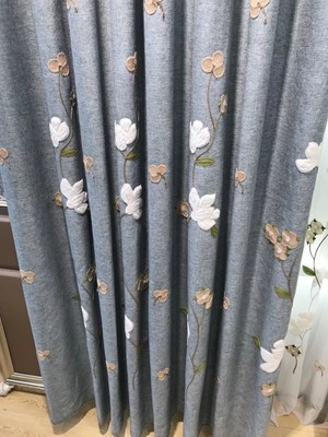 美式田园风棉麻绣花卧室成品窗帘布料透气半遮光木棉花温馨韩式