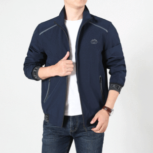 Men's Jacket Autumn and Winter Windproof Elastic Jacket Men's Sports Windbreaker Casual Stand Collar Quick-drying Breathable Trendy Top