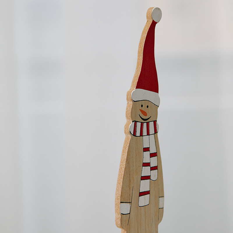 Papá Noel muñeco de nieve de madera pequeño árbol de Navidad decoraciones de hotel escritorio de recepción cafetería centro comercial artesanía pintada a mano