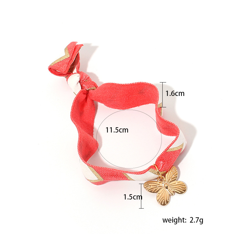3g Weight Bracelets Classification Business, Travel Occasion Women'S Gender Purple, Red, Green, Black Color Fabric Butterfly Elastic Bracelet 无