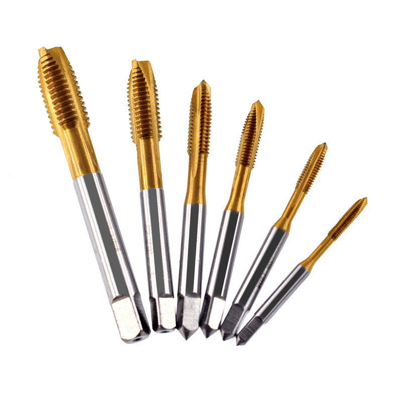 Cobalt-containing tip tap high-speed steel titanium-plated metric coarse-thread hand electric drill tapping set wholesale straight groove machine tap