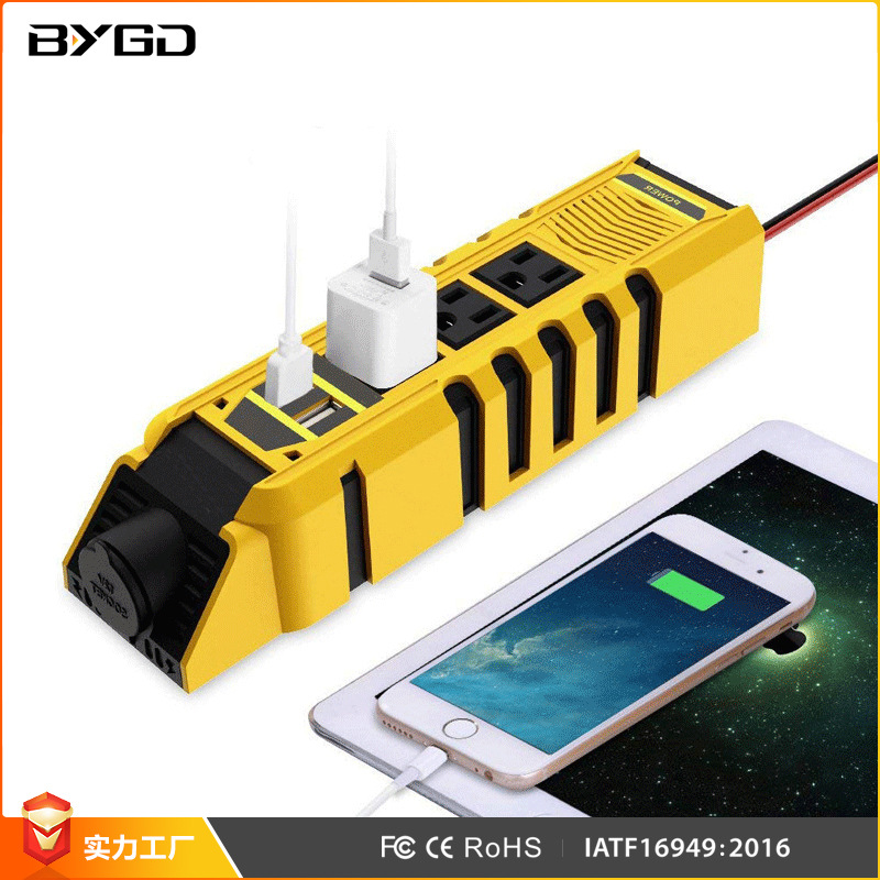 源頭廠家雙USB美規12v轉110v修正波150w家用車載逆變器inverter