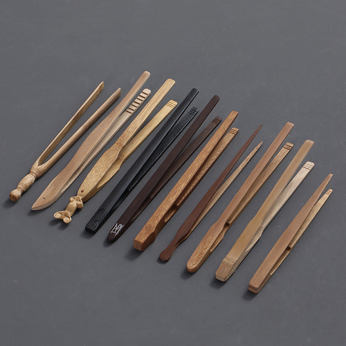 Hand-carved bamboo tea clips, creative tea ceremony accessories, bamboo clips, carbonized non-slip bamboo clips, tea set accessories wholesale