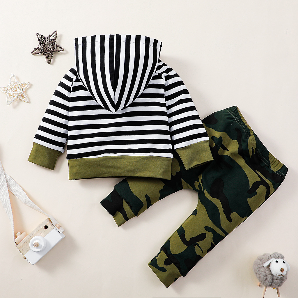 baby camouflage striped hoodie twopiece suitpicture3