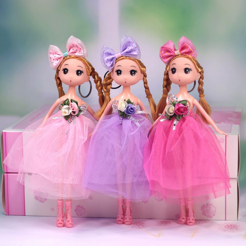新款26厘米娃娃婚纱钥匙圈旺兆芭比儿童礼物配件挂件批发女孩玩具|ru