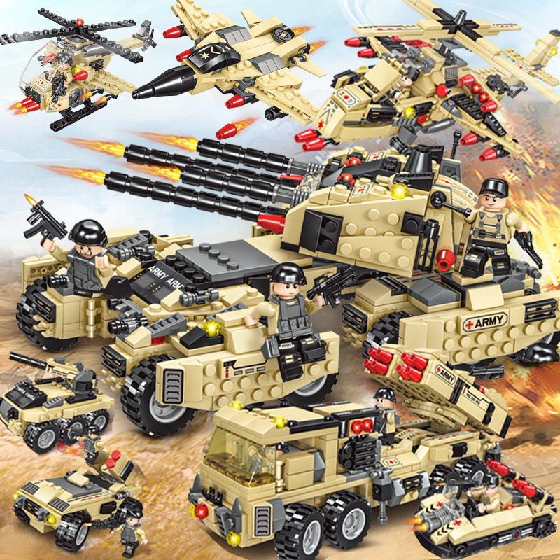 Transfronterizo compatible Lego bloques de construcción de partículas pequeñas Boy 113 portaaviones montado tanque rompecabezas montaje DIY entrega de juguete