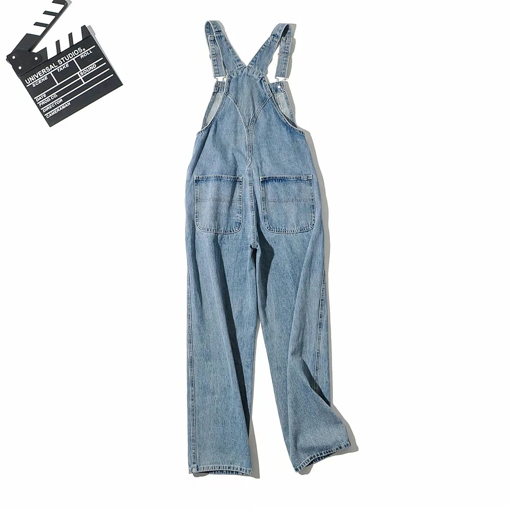 High Waist Loose Denim Overalls NSAC14356