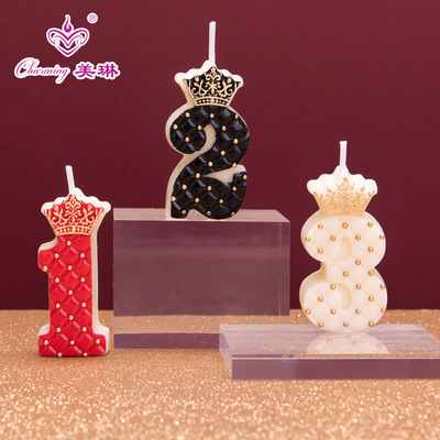 birthday candle originality number candle ins party children Cake decorate Retro Red and white