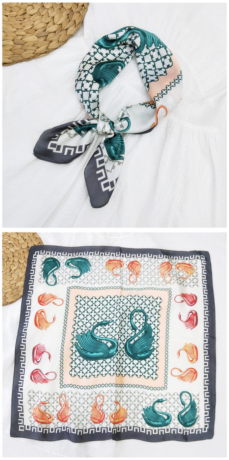 60g Weight Silk Scarf Classification Travel Occasion Silk Material Unisex Gender Printing Design Sweet Style Khaki, Grey, Red, Green, Blue, Yellow, Black Color 70 Small Square Scarf Silk Scarf Women Summer Neck Scarf Neck Protector Korean Thin Scarf 10