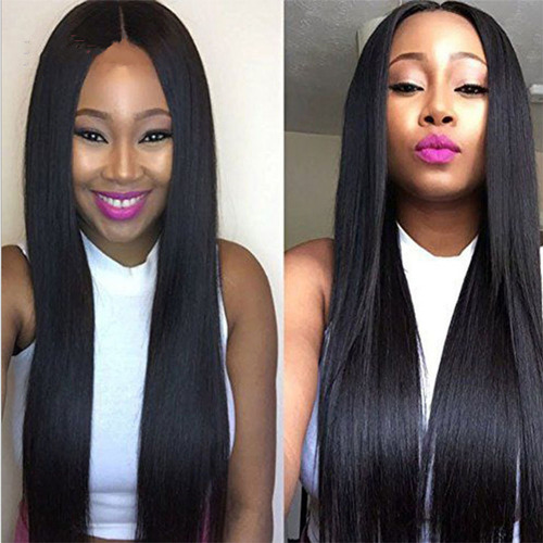 African cross-border wig for women with long straight hair, middle parting, African synthetic fiber headgear for women, straight wave manufacturer wholesale