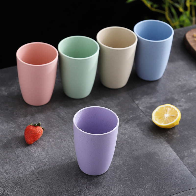 10 Small Cups Of Wheat Straw Toothbrushing Cups For Home Toothbrush Couple Washing Cup8*10 Capacity350 Water Cup Creative