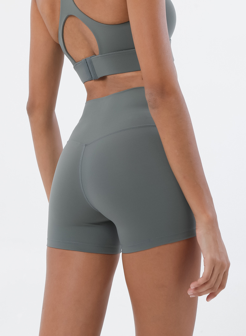 high waist double-sided grinding yoga shorts NSMYY55887