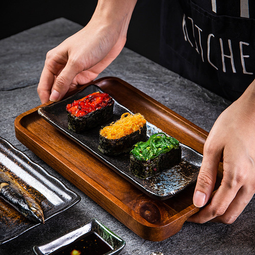 Commercial barbecue plate Japanese cuisine sushi plate saury fish plate hot pot dinner plate ceramic long plate dessert plate customization