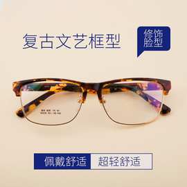 厂家直供 M008新款复古白领眼镜 TR90金属混合眼镜架 支持混批