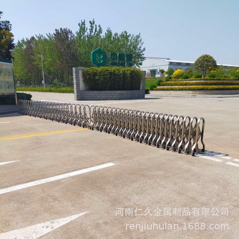 厂区活动护栏 推拉移动铁围栏 不锈钢伸缩护栏 警示收费站栅栏-阿里巴巴