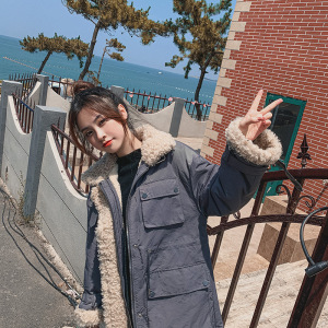2020冬季新款棉服女中长款韩版宽松棉衣过膝羊羔毛加厚学生外套潮