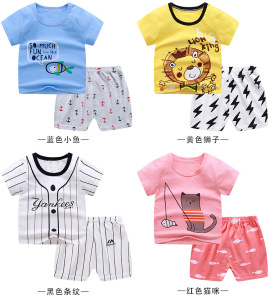 Short sleeve suit boys’ and girls’ short sleeve shorts two piece set children’s cotton suit