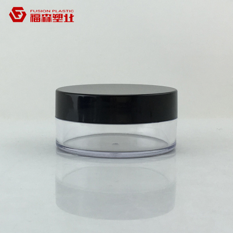 化妆品包材密封散粉盒 黑盖透明瓶身30g带内塞 普通螺旋盖 礼品盒