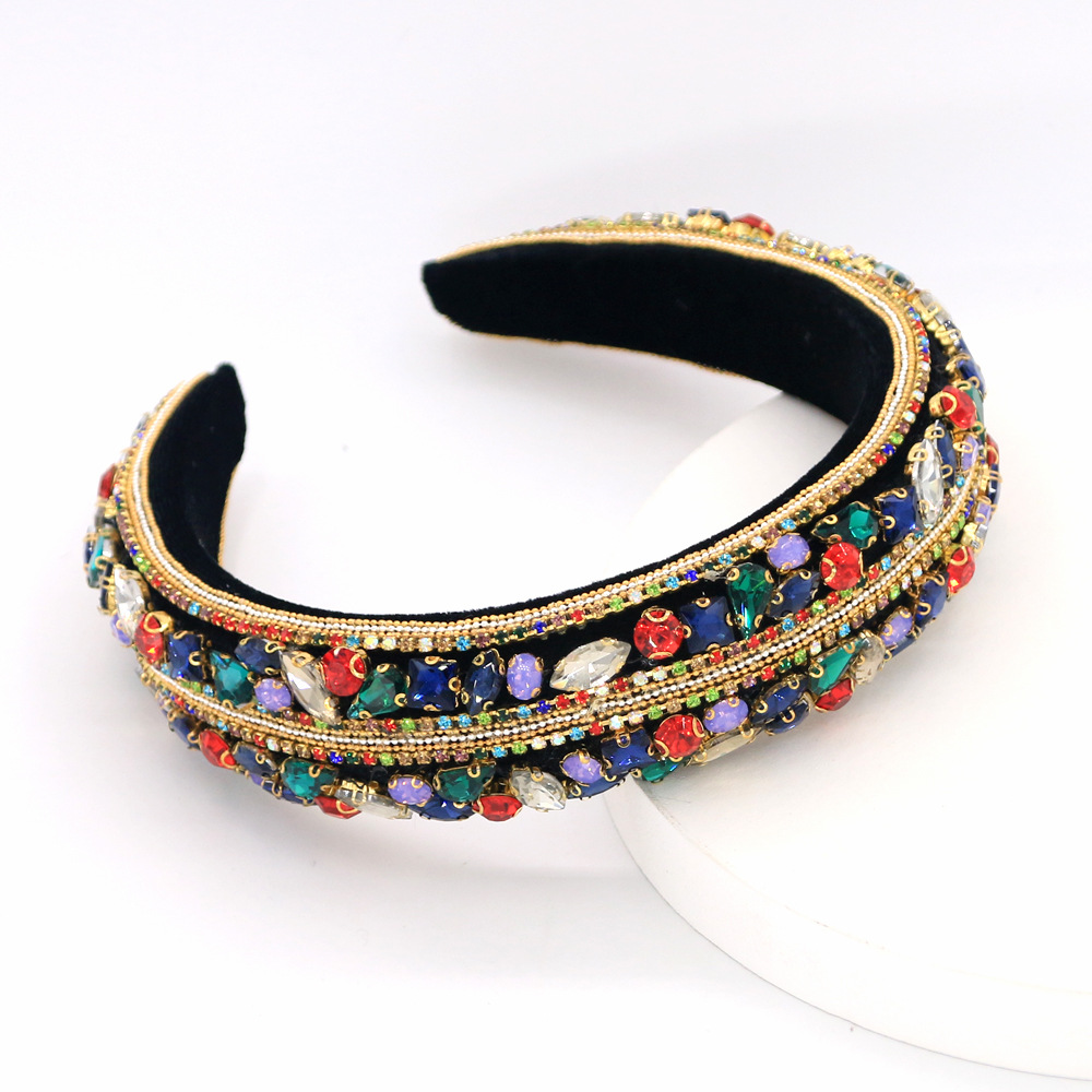 Glass Rhinestone Jelly Color Matching Sponge Headband Fashion Catwalk Hair Accessories Wholesale Nihaojewelry display picture 5