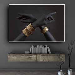 Cross-border decorative painting core poster creative black gold bracelet jewelry home entrance living room wall art unframed core