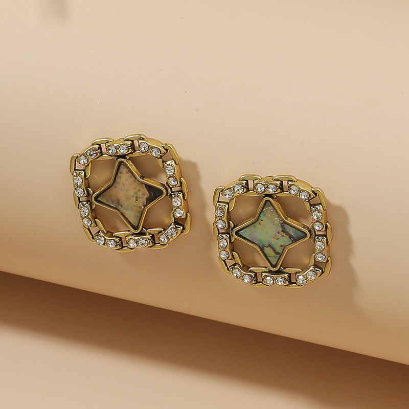 Simple Fashion Metal Retro Hollow Geometric Diamond Earrings display picture 4