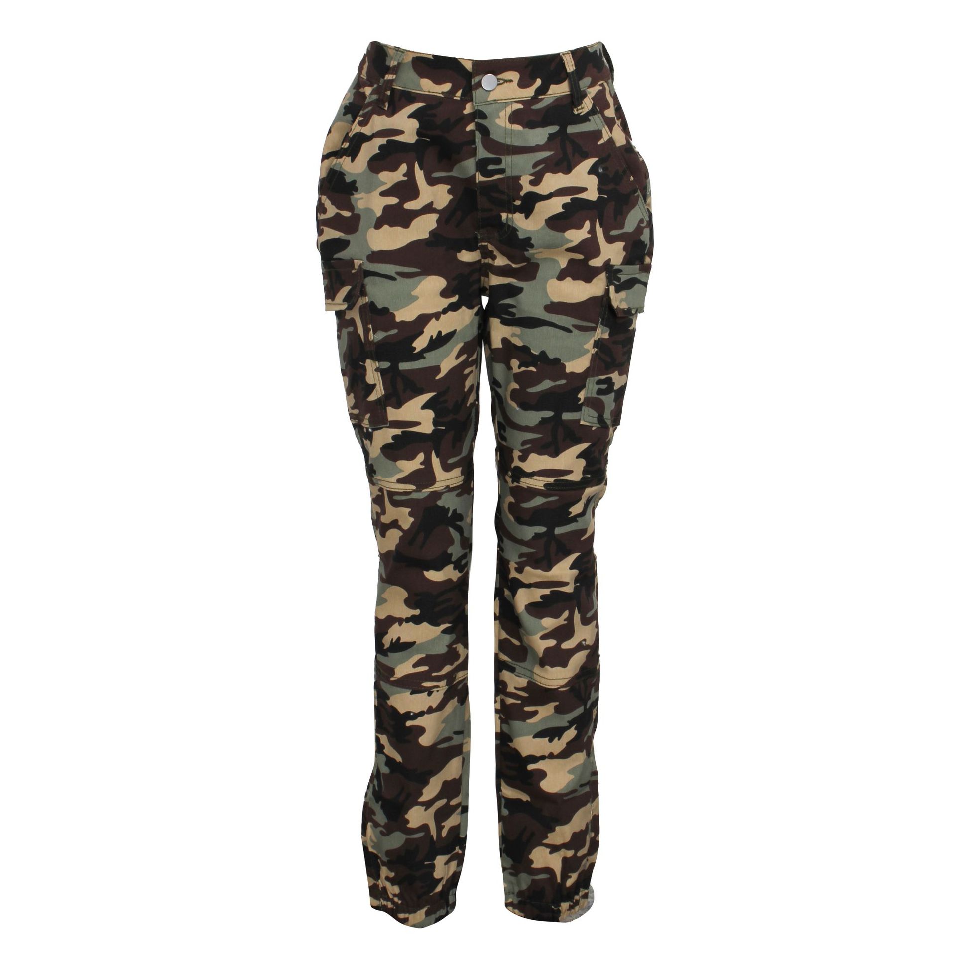 Robe femme slim imprimé camouflage décontracté petit pied pantalon_voghion.com