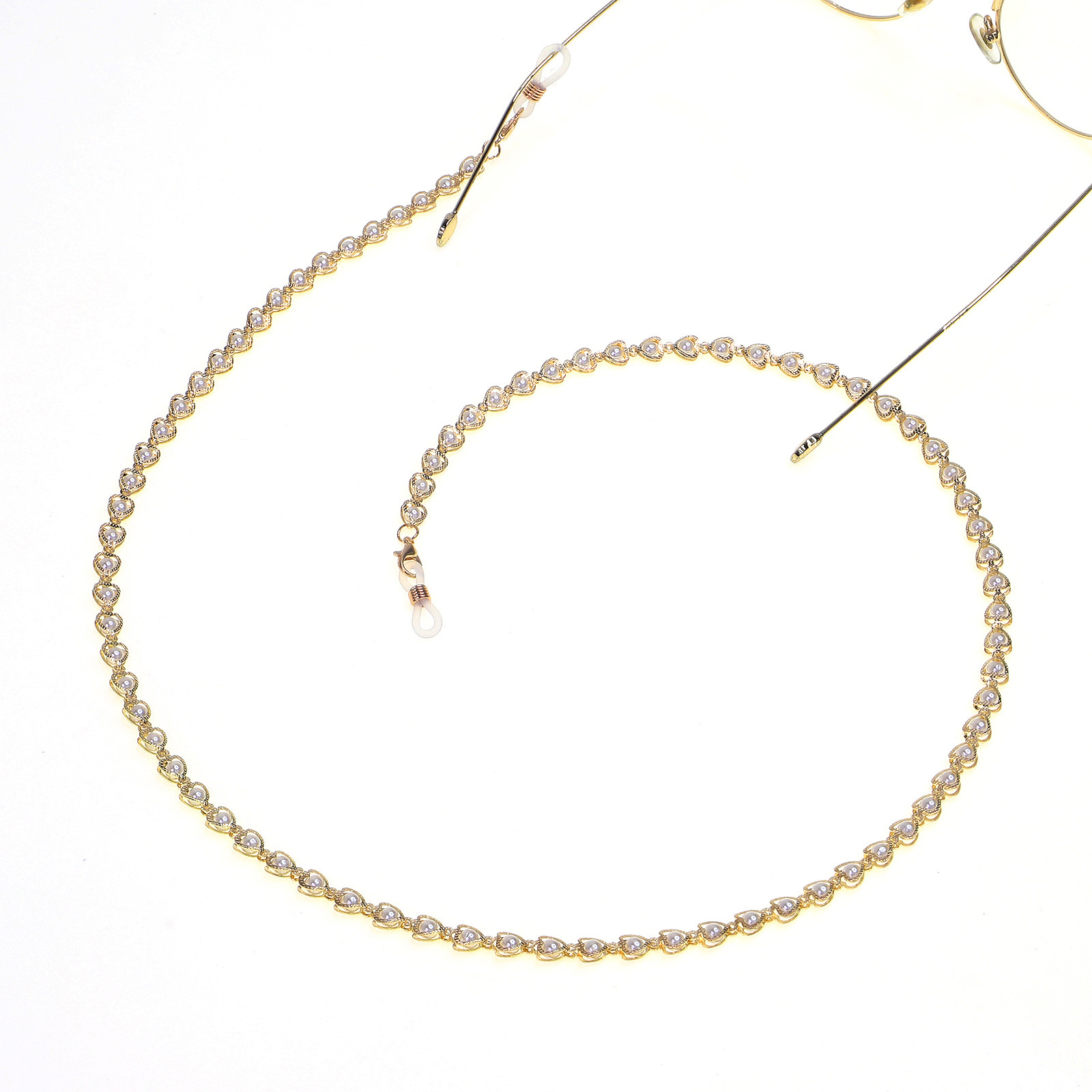 20g Weight Metal Material Korean Fashion Hot Section Fashion Simple Golden Peach Heart Pearl Glasses Chain Glasses Chain Wholesale Nihaojewelry 5