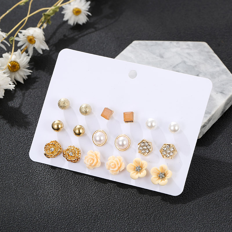 Geometric Plating Alloy Artificial Gemstones Earrings Ear Studs display picture 4