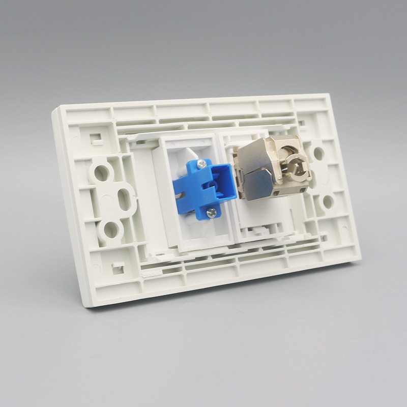 120型屏蔽超六类网络光纤宽带面板CAT6A千兆网线网口带SC光纤插座