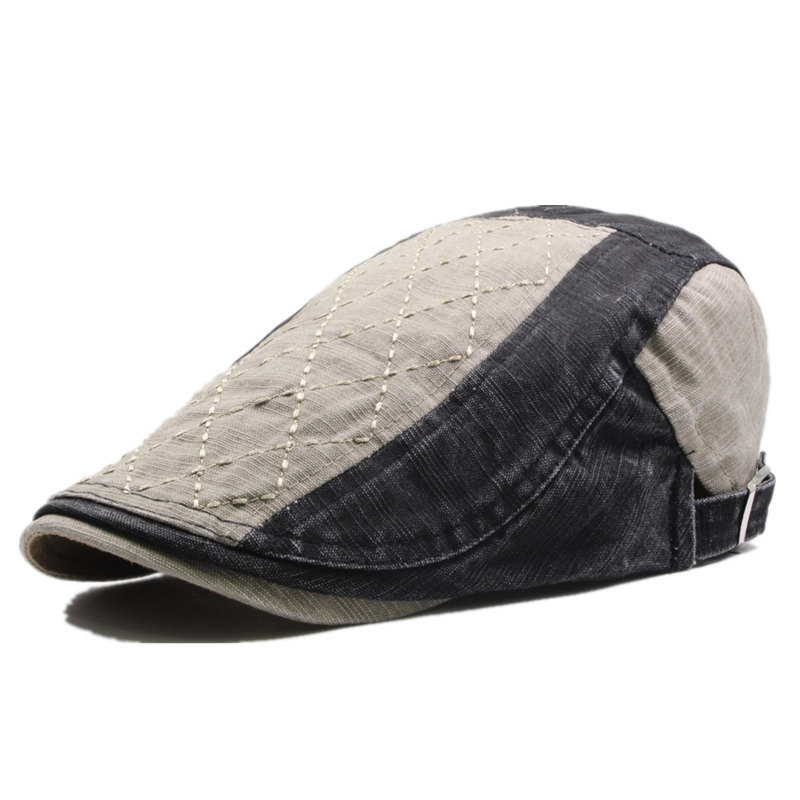 Gespleißter Entenschnabelhut aus reiner Baumwolle, schattenspendende Sonnenschutz-Baskenmütze, modischer und lässiger Herrenhut_voghion.com