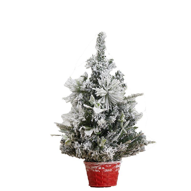 PE flocado nieve rociador escritorio pequeño árbol de Navidad hotel centro comercial escenario de suelo decoración decoración de Navidad