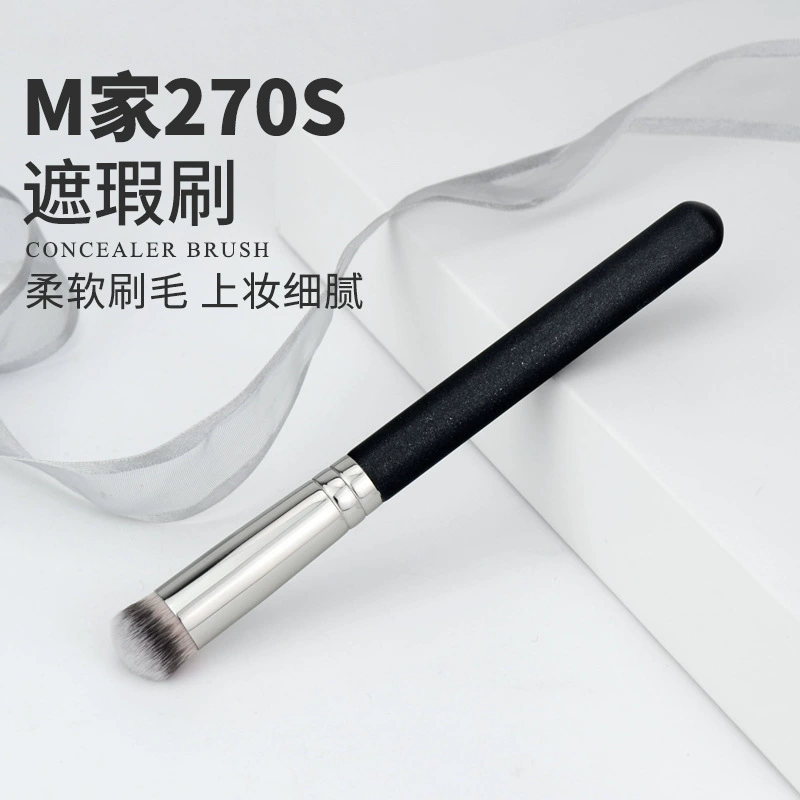 M270 Concealer Brush with Angled Head, Thumb-Sized Contour Brush, Fiber Bristle Makeup Brush for Contouring and Concealing