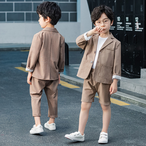 Spring and Summer New Children's Clothing Children's Suit Suit Korean Style Casual Small Suit Plaid Two-piece Set Factory Direct Sales
