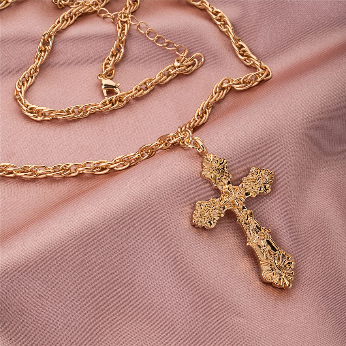 simple cross alloy necklace