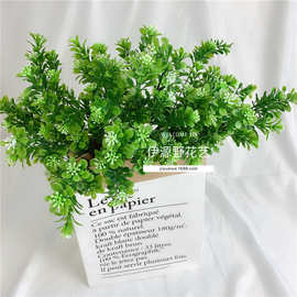 仿真绿色植物7头米兰草绿植插花材料蕨叶水草植物墙配材假花