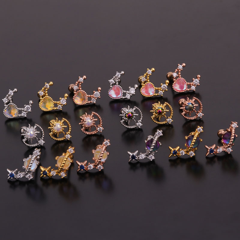 Korean Color Zircon  Fashion All-match Stainless Steel Earrings display picture 9