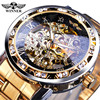 Winner winner 614 watch Men's fashion and casual hollow rhinestone manual mechanical watch