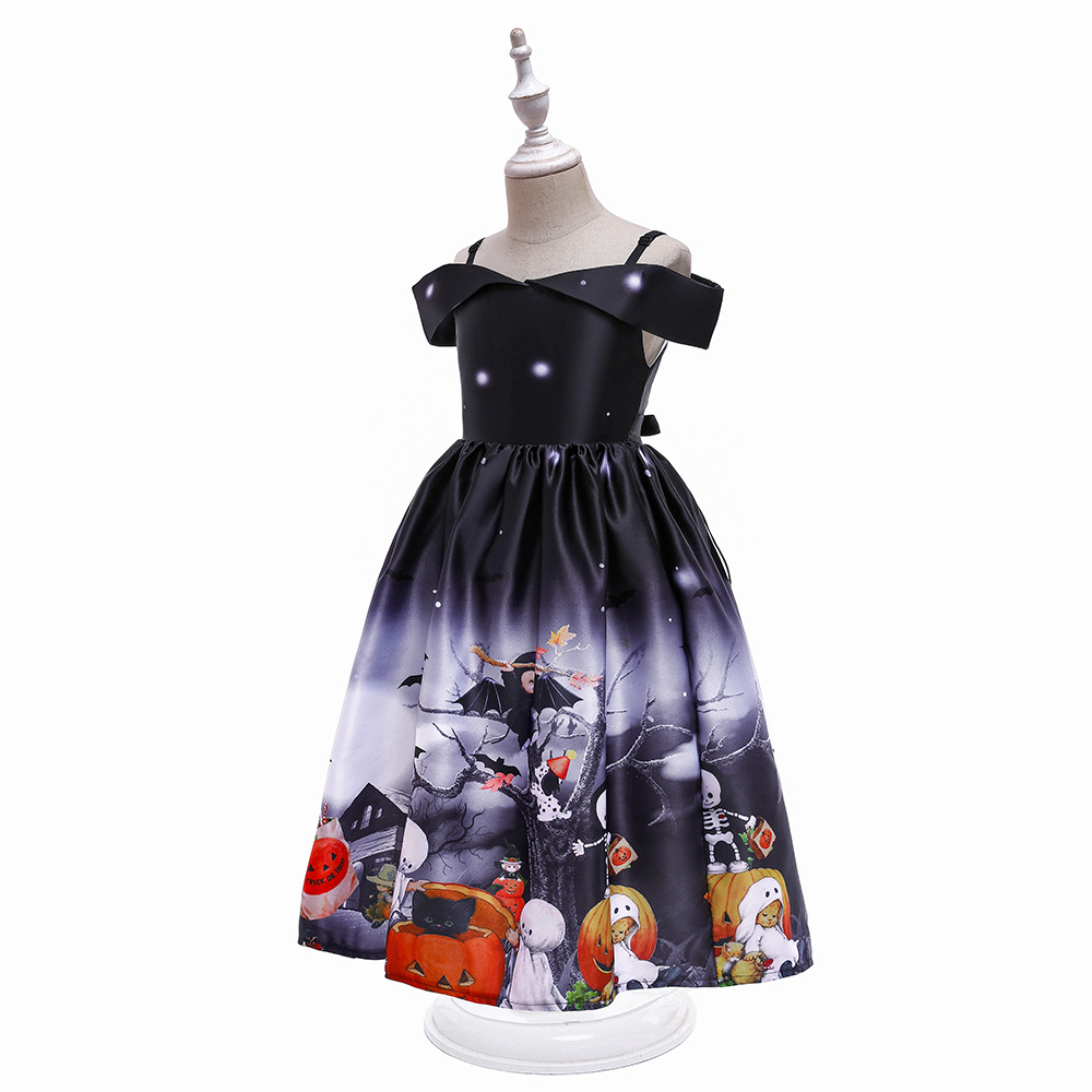 Halloween Christmas Fashion Santa Claus Castle Ghost Cotton Blend Girls Dresses display picture 3