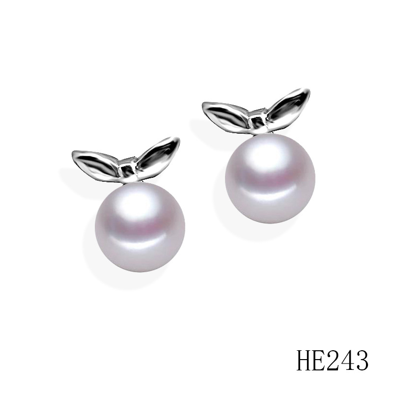 自然色珍珠耳钉含银强保色品质珠宝礼物少女学生白色耳饰耳钉|ms