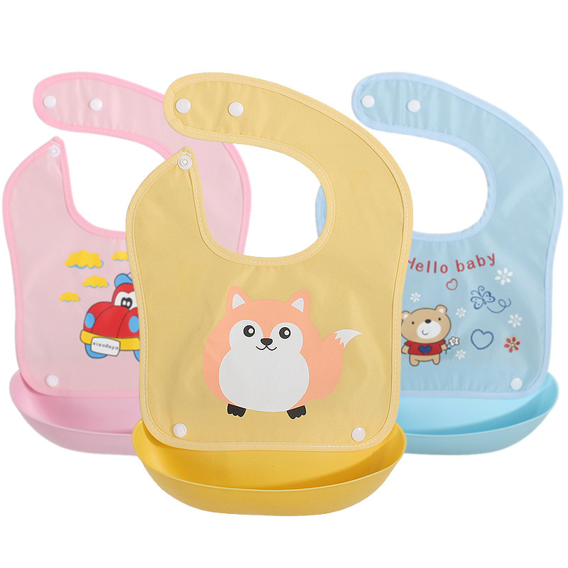 Customized baby silica gel Bibs baby waterproof three-dimensional Rice pocket Bib children Bib Saliva towel Disposable