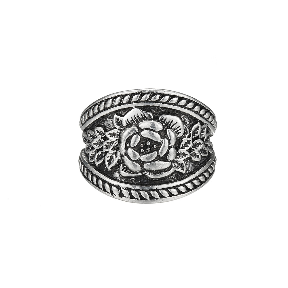 Anneau De Fleur De Bague En Alliage Rétro Géométrique De Mode De Vente Chaude display picture 3