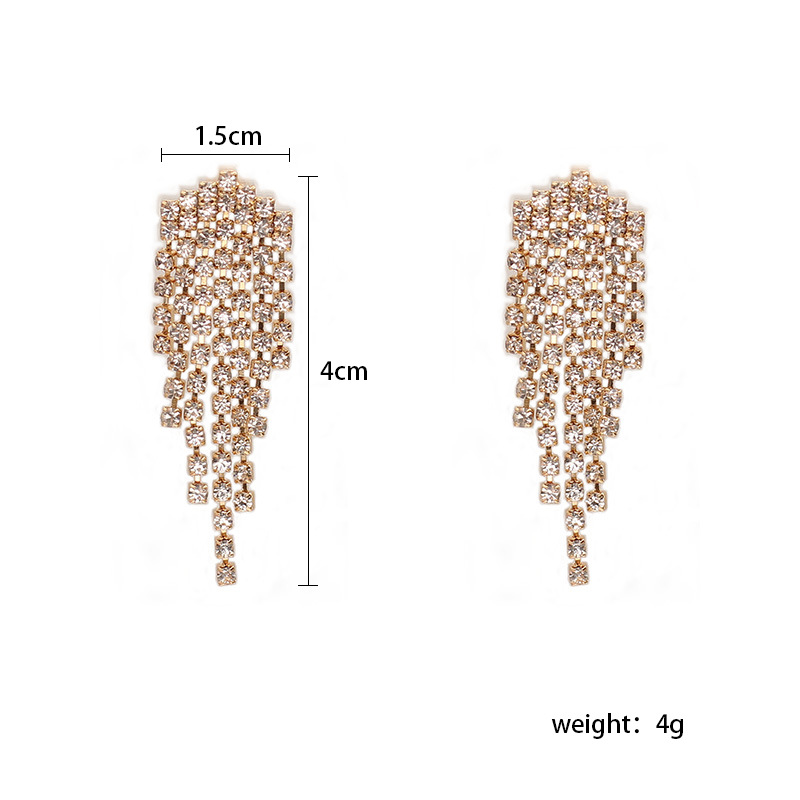 4g Weight Korean Diamond Tassel Full Diamond Simple Fashion Ladies Earrings