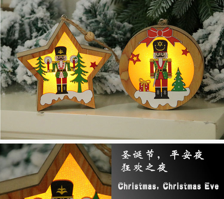 Walnut Soldier Wooden Luminous Pendant Scene Decoration Christmas Tree Small Pendant display picture 6