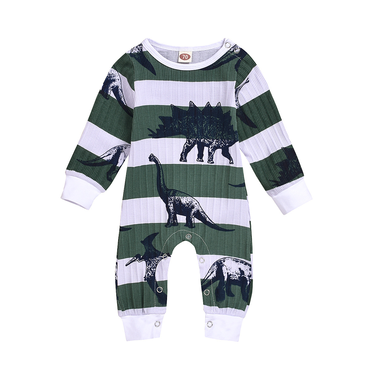 Spring New Dinosaurs Covered With Printed Long-sleeved Dark Buckle Jumpsuit Wholesale display picture 1