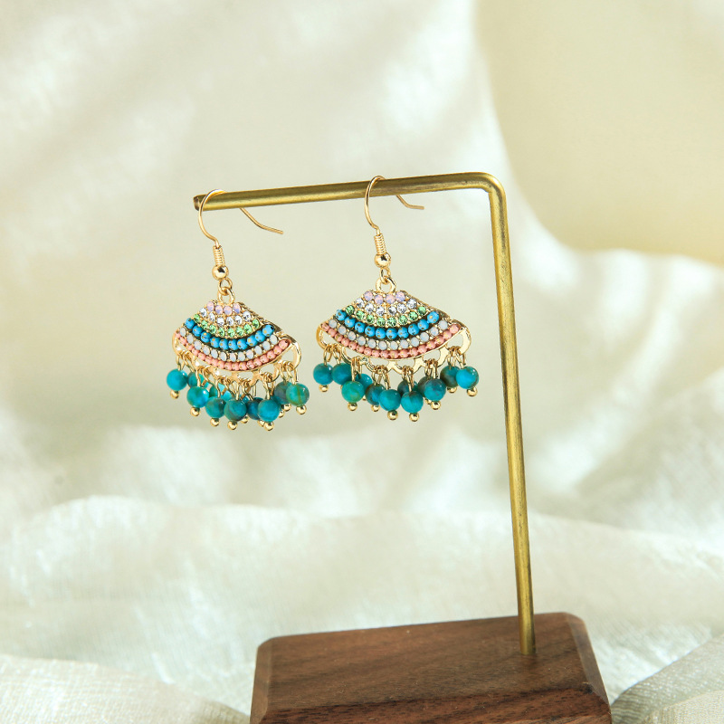 Bohemian Fan-shaped Tassel Earrings display picture 1