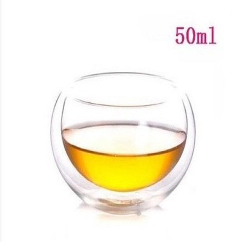 Taza de té de vidrio de doble capa aislada pequeña taza de té de hogar mini con mango Mark Taza de tamaño pequeño taza de té pequeña