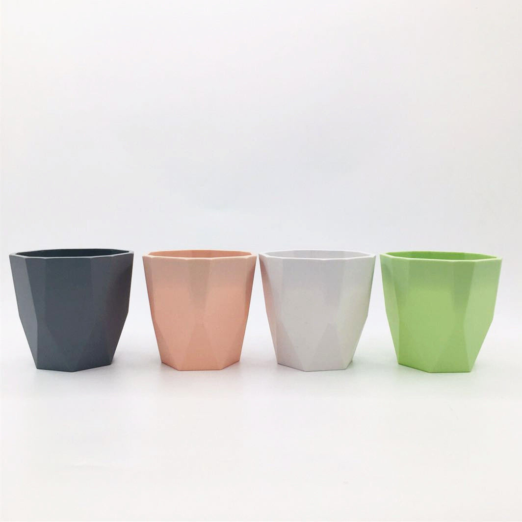 Factory direct sales of macaron-colored rhombic flowerpots, simple Nordic-style plastic imitation porcelain succulent plant flowerpots detail image 5