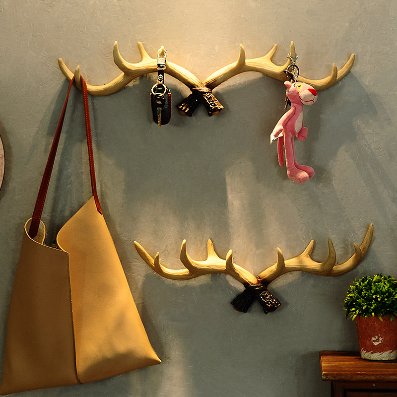 American style Retro Antlers decorate Wall Coat Rack originality couture Entrance Doorway Wall hangings wall Key hook