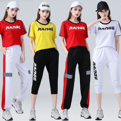 Relaxed Ghost Step Dance Exercise Suit for Middle-Aged and Elderly - Summer Square Dance New Short-Sleeve Sports Clothing