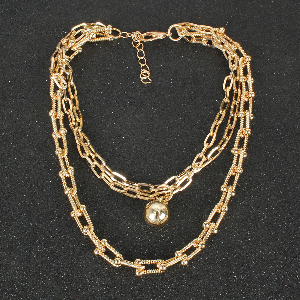 Simple Style Bamboo-linked Chain Alloy Ball Pendant Necklace display picture 4
